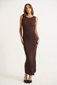 Alessia Ribbed Dress Choc