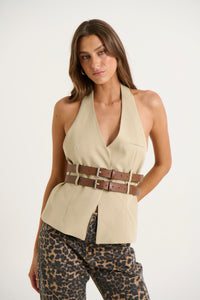 Ethereal Buckle Top Beige - FINAL SALE