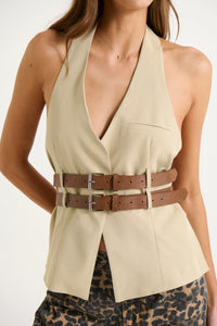 Ethereal Buckle Top Beige - FINAL SALE