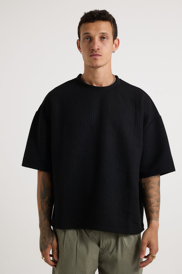 Colin Waffle Texture Tee Black