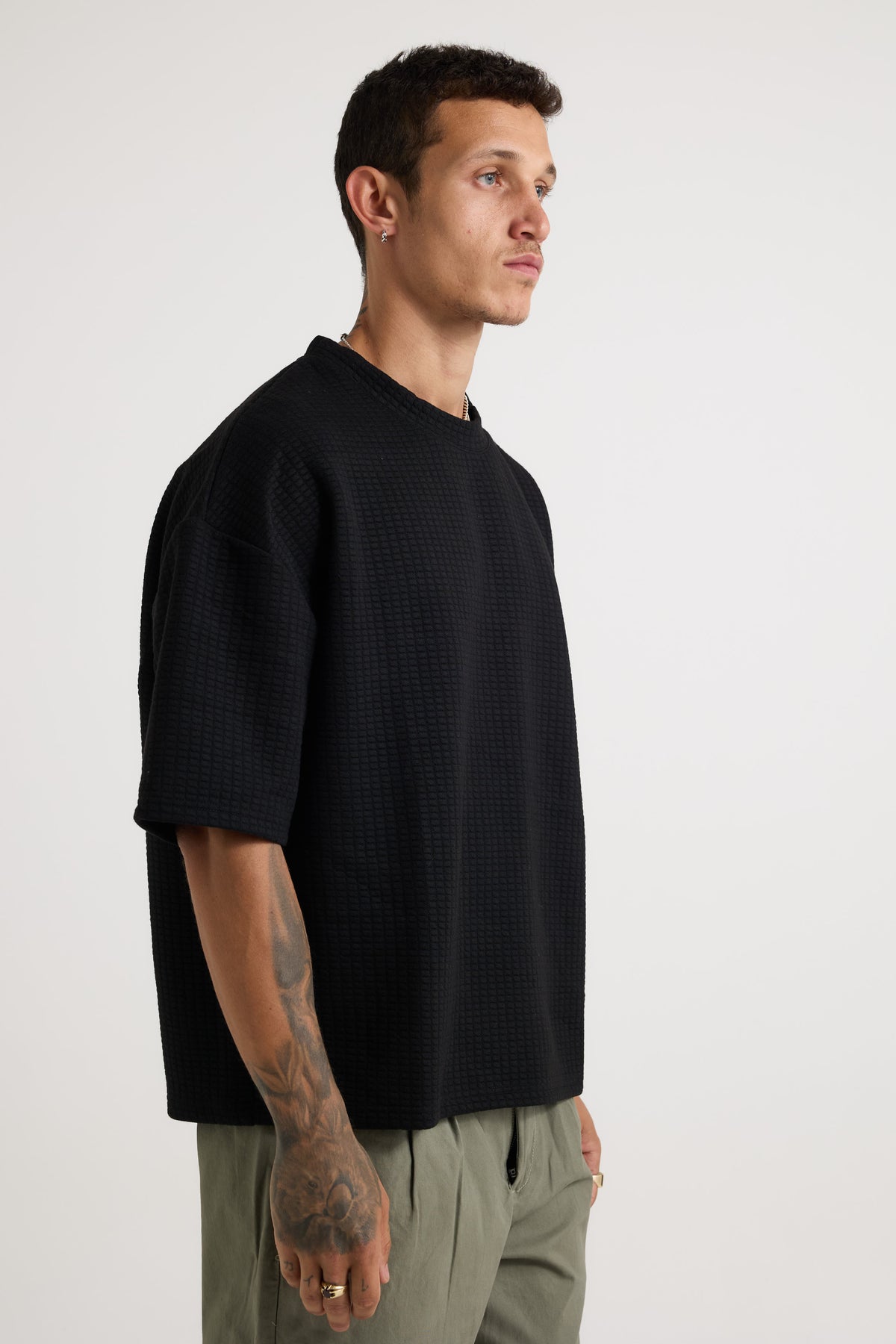 Colin Waffle Texture Tee Black