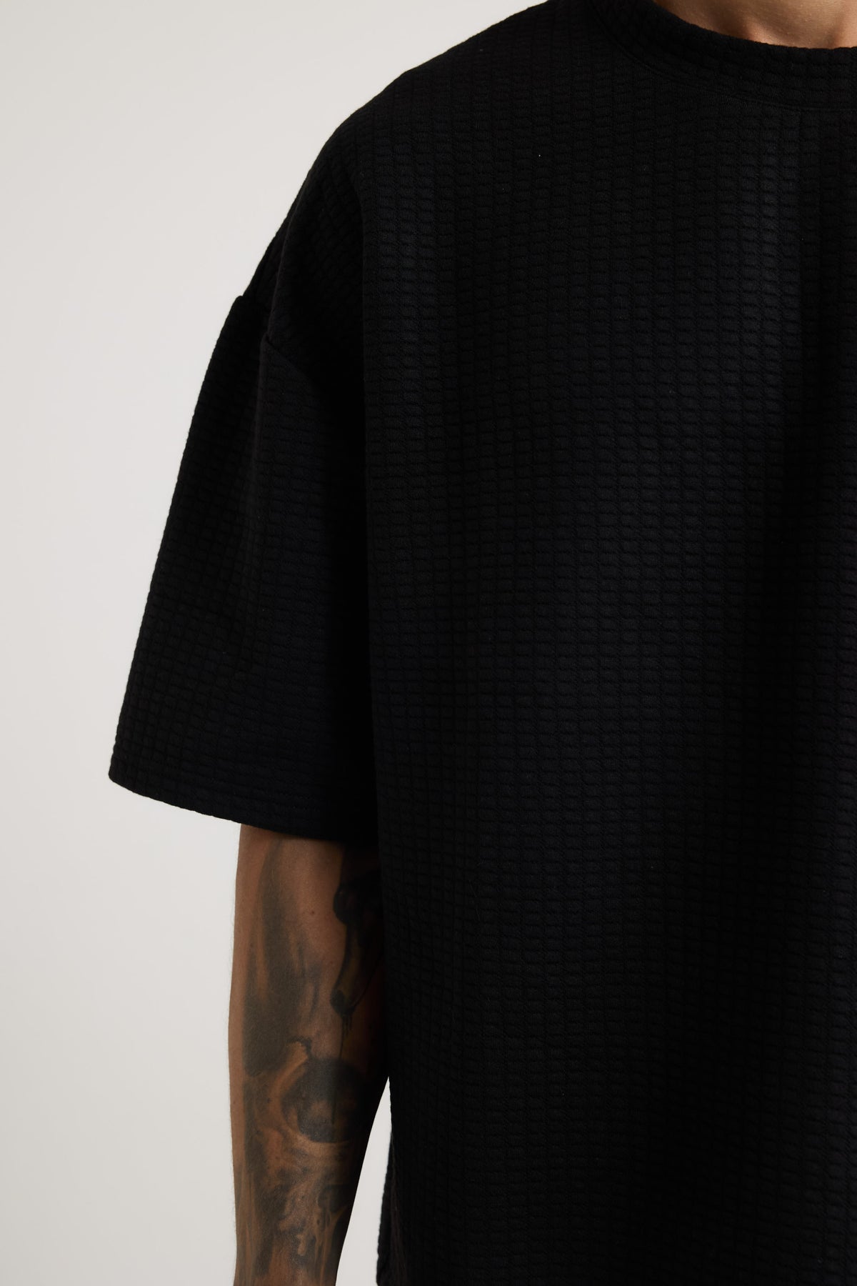 Colin Waffle Texture Tee Black