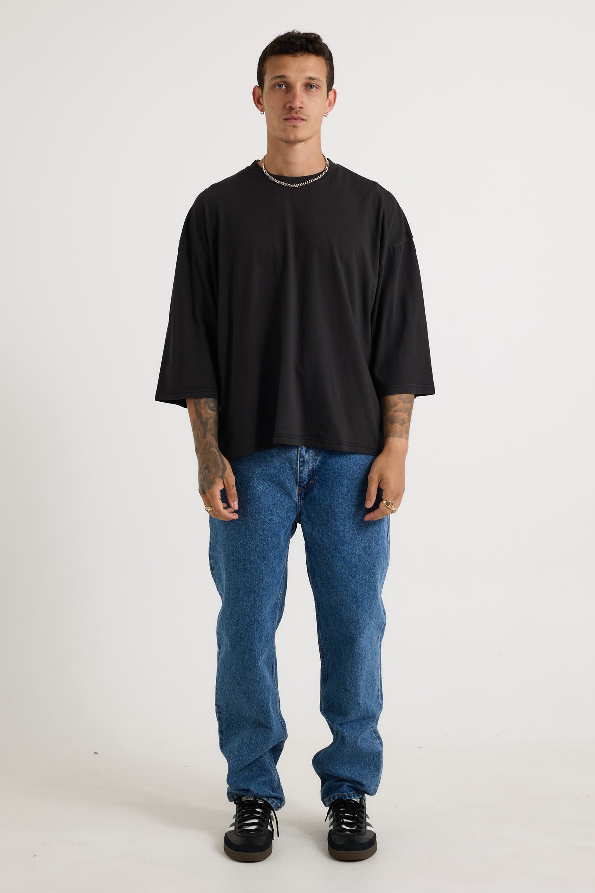 Three Quarter Sleeve Tee Black