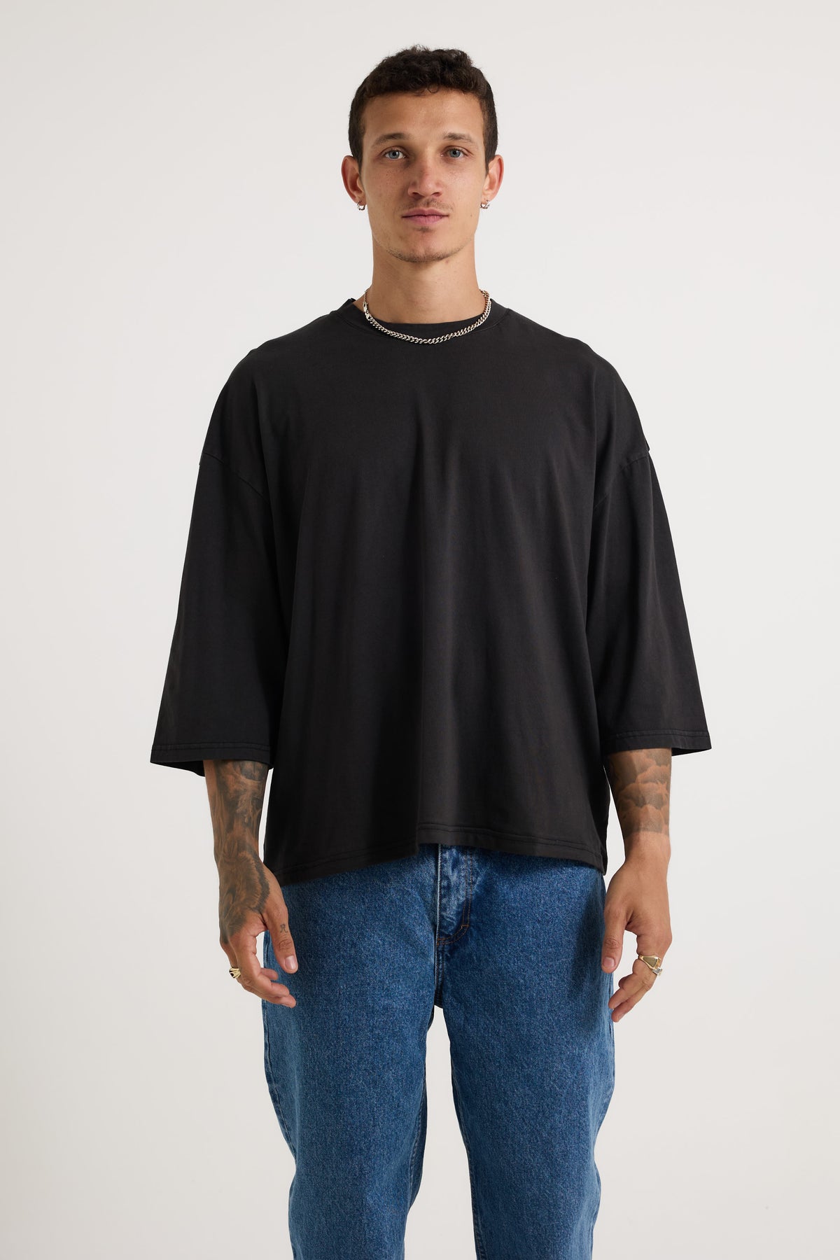 Three Quarter Sleeve Tee Black