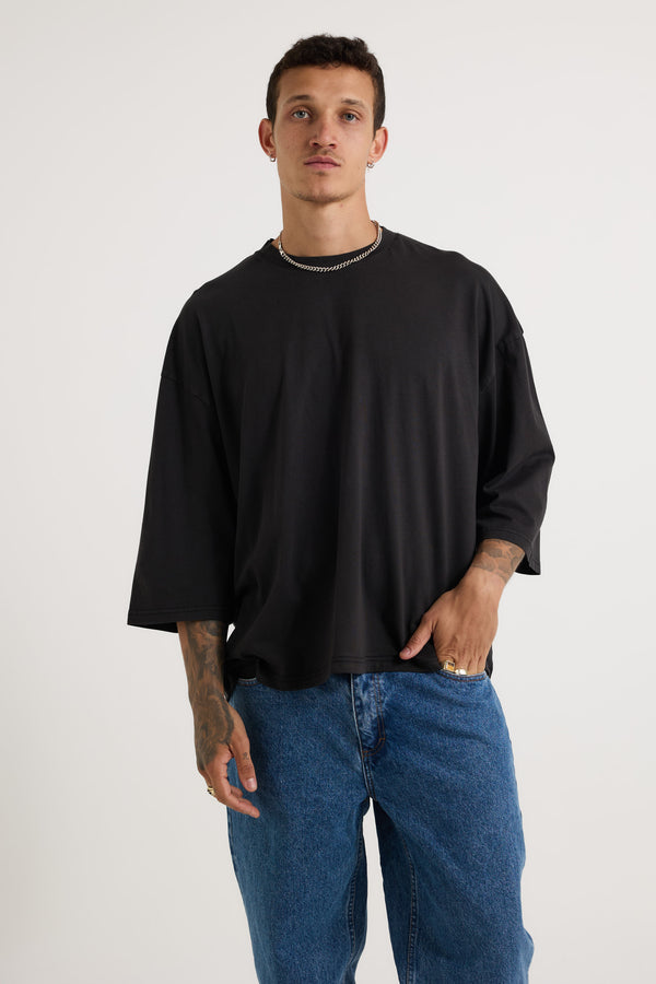 Three Quarter Sleeve Tee Black