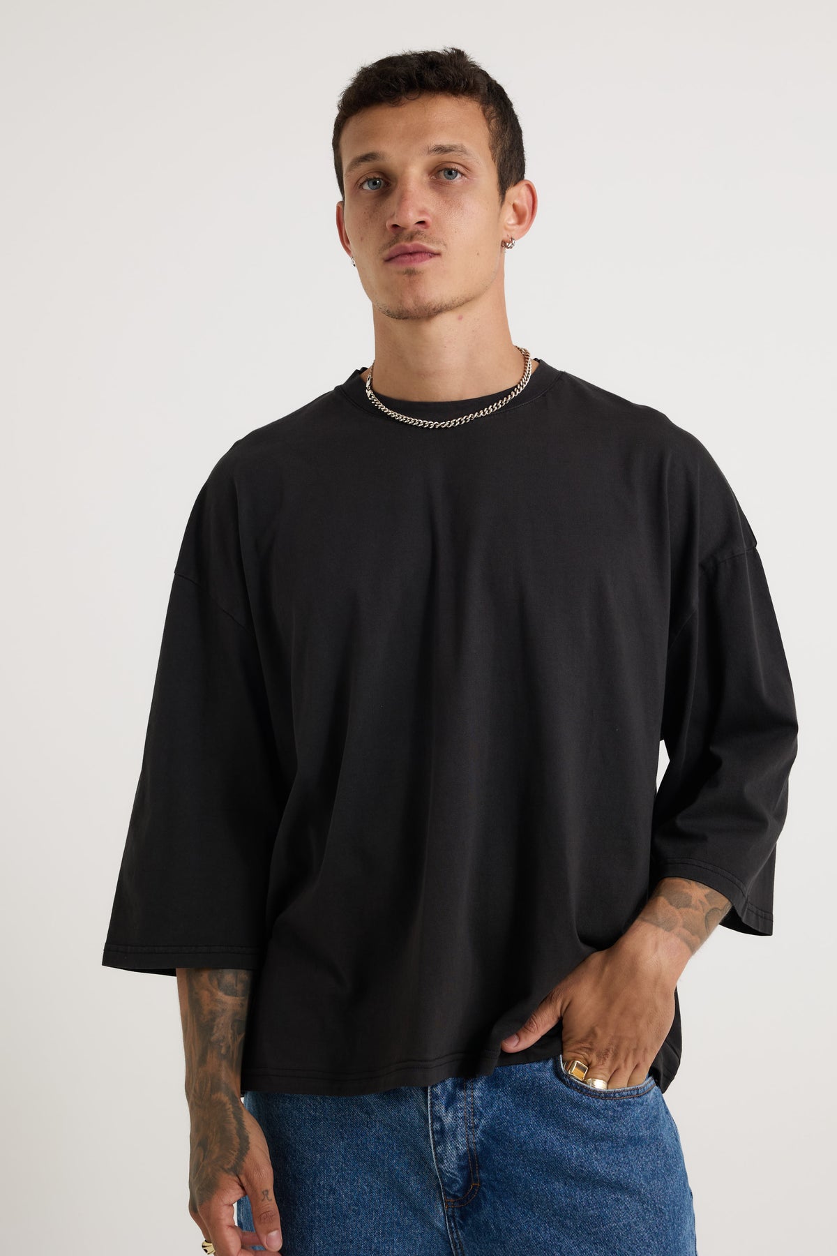 Three Quarter Sleeve Tee Black