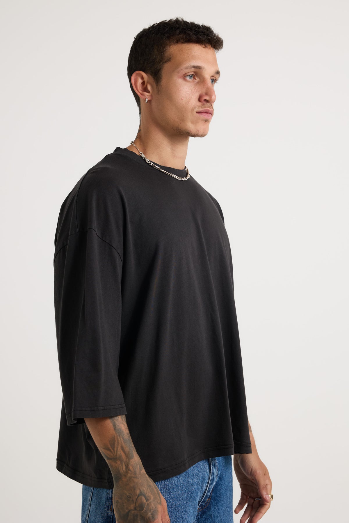 Three Quarter Sleeve Tee Black