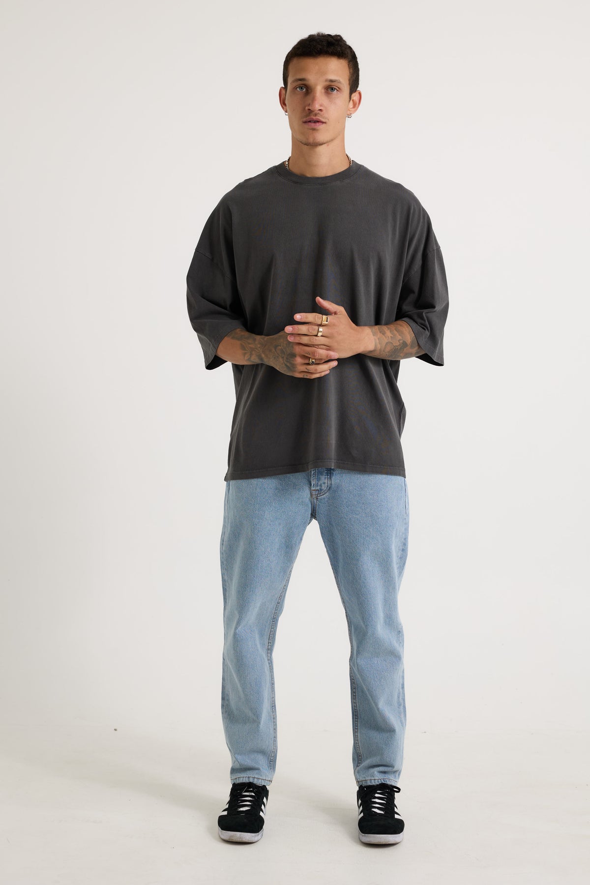 Miller Drop Shoulder Box Tee Charcoal