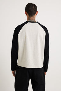 Crop Box Raglan Long Sleeve Black