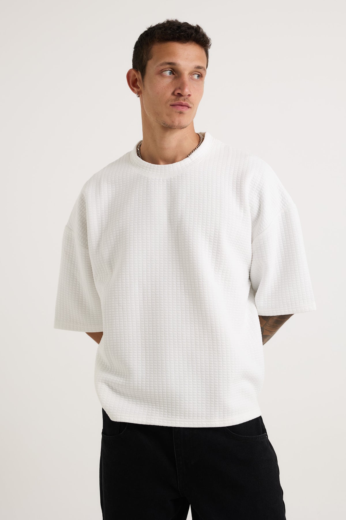 Colin Waffle Texture Tee White