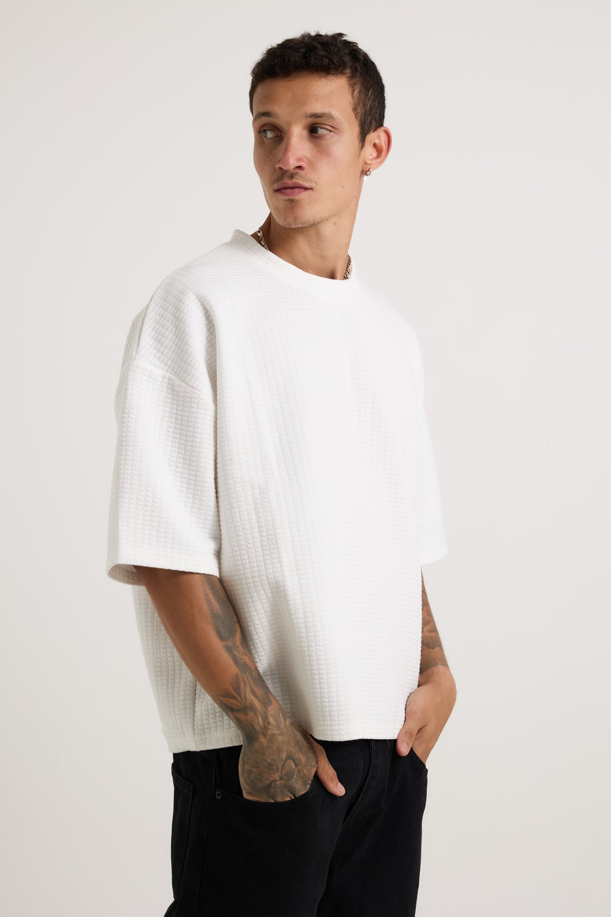 Colin Waffle Texture Tee White