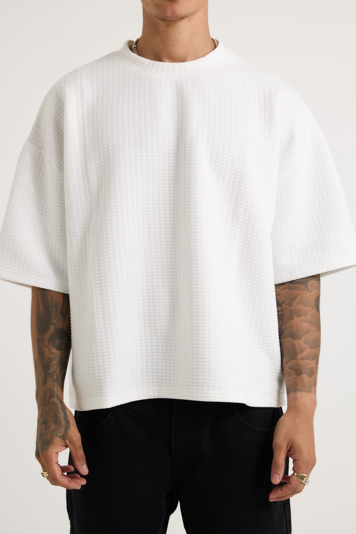 Colin Waffle Texture Tee White