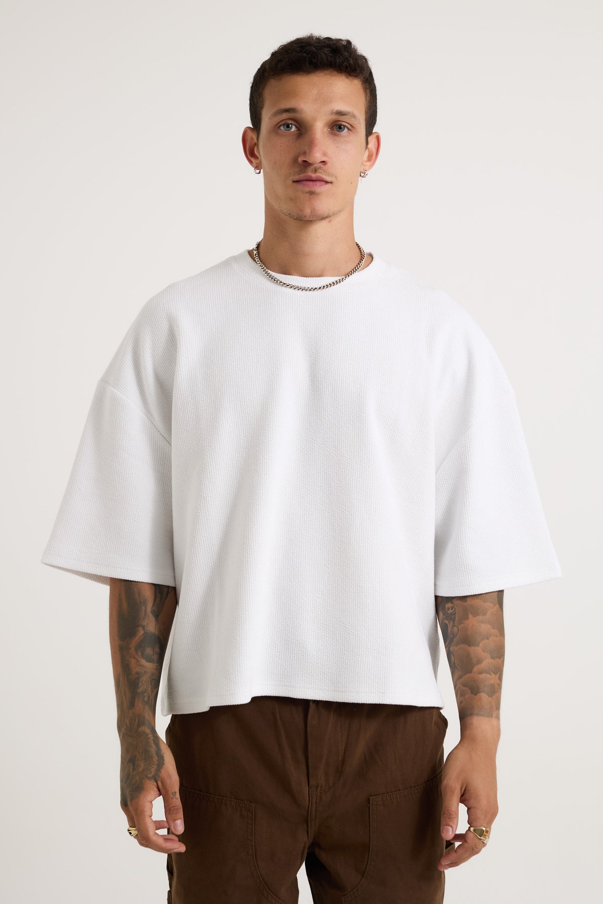 NTH Crop Box Tee Ribbed White