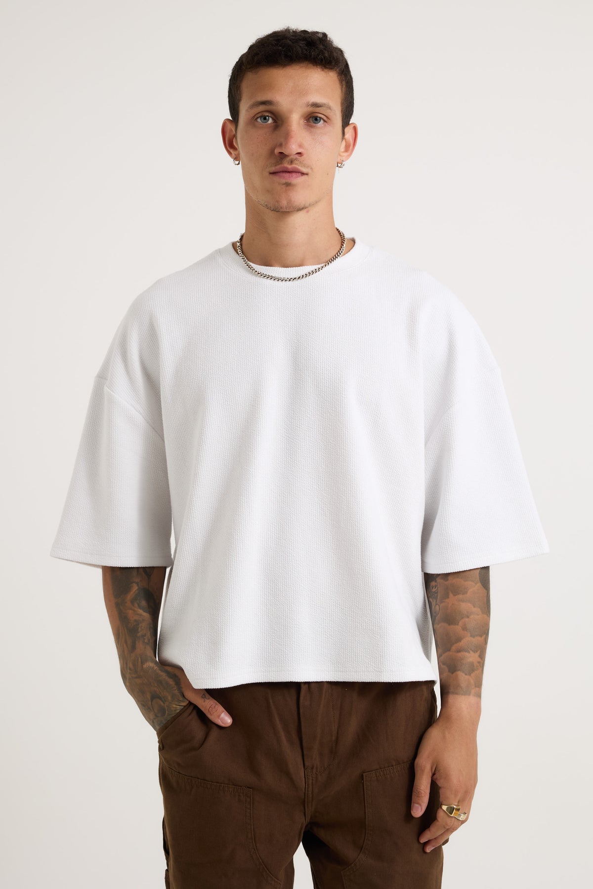 NTH Crop Box Tee Ribbed White