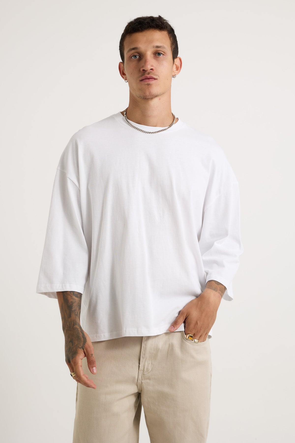 Three Quarter Sleeve Tee White