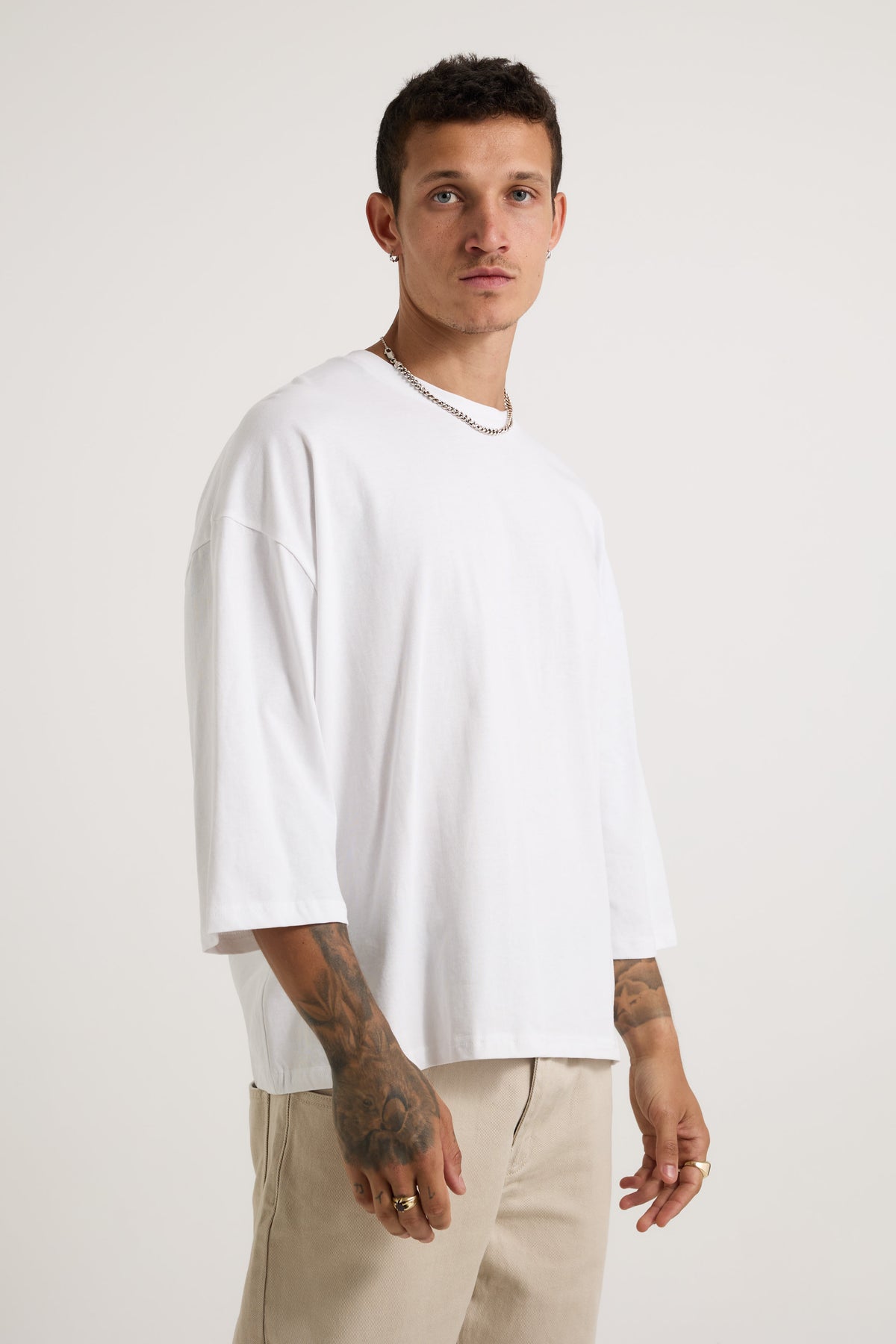 Three Quarter Sleeve Tee White