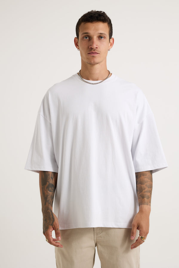 Miller Drop Shoulder Box Tee White