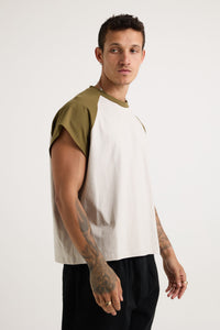 Raglan Crop Box Tank Khaki