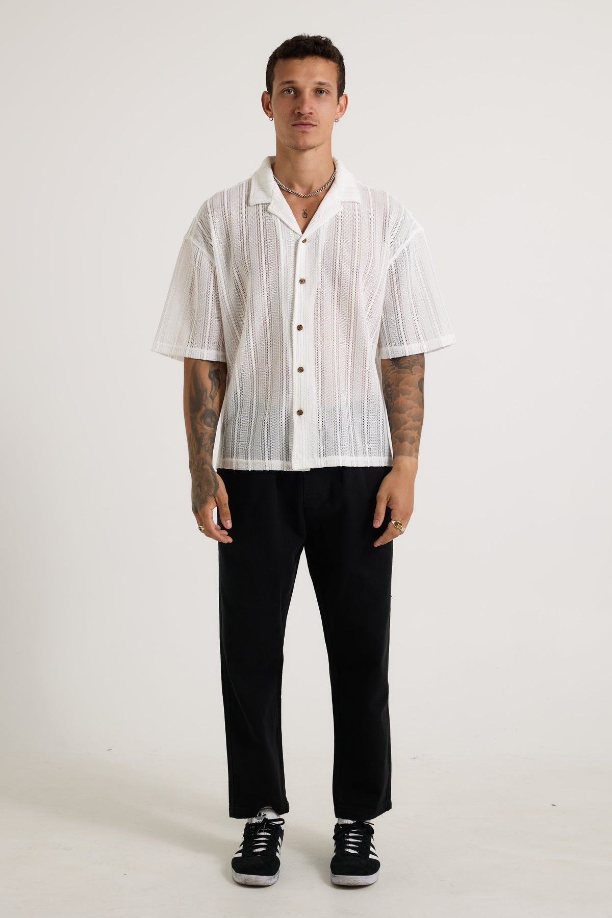 Raf Cropped Shirt Stitch White