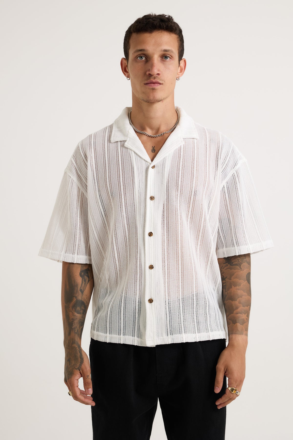 Raf Cropped Shirt Stitch White