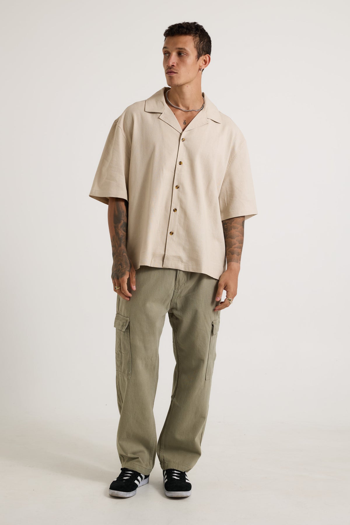 Raf Cropped Shirt Linen Oat