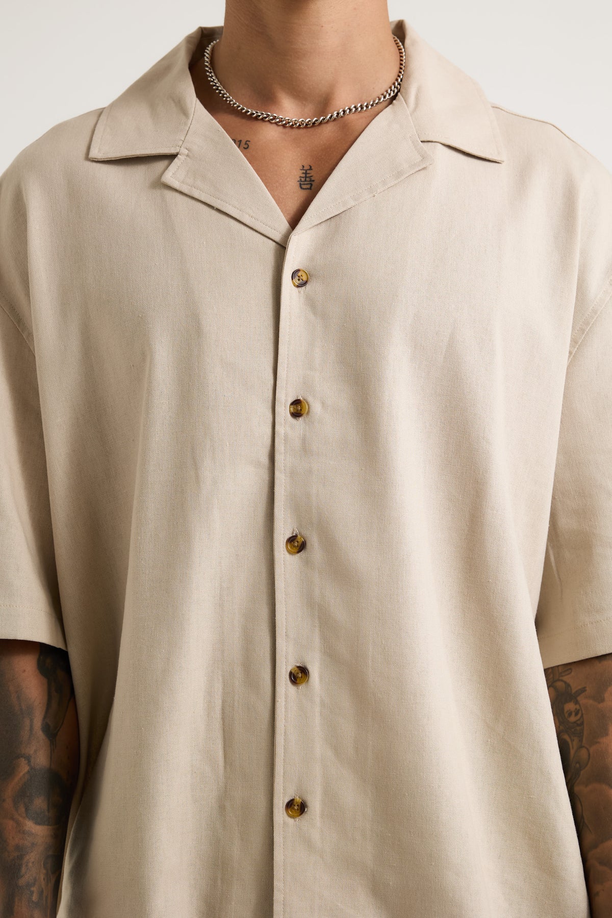 Raf Cropped Shirt Linen Oat