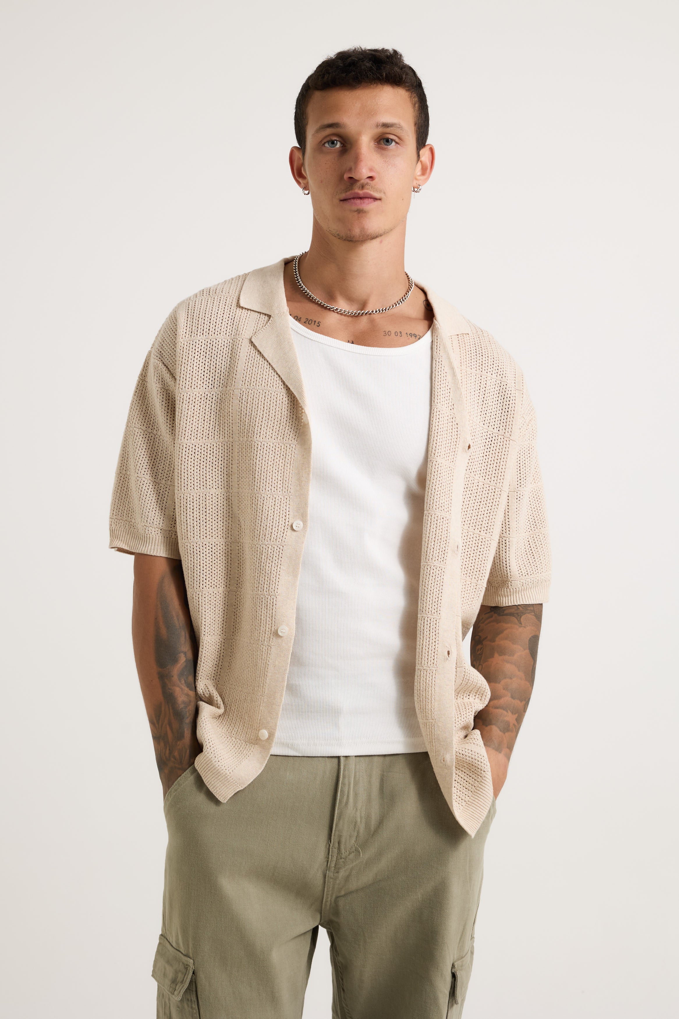 Matty Knitted Shirt Oat - FINAL SALE