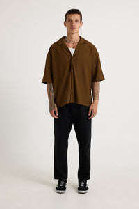 Raf Cropped Shirt Ribbed Choc