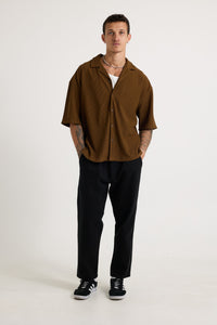 Raf Cropped Shirt Ribbed Choc