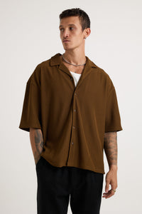 Raf Cropped Shirt Ribbed Choc