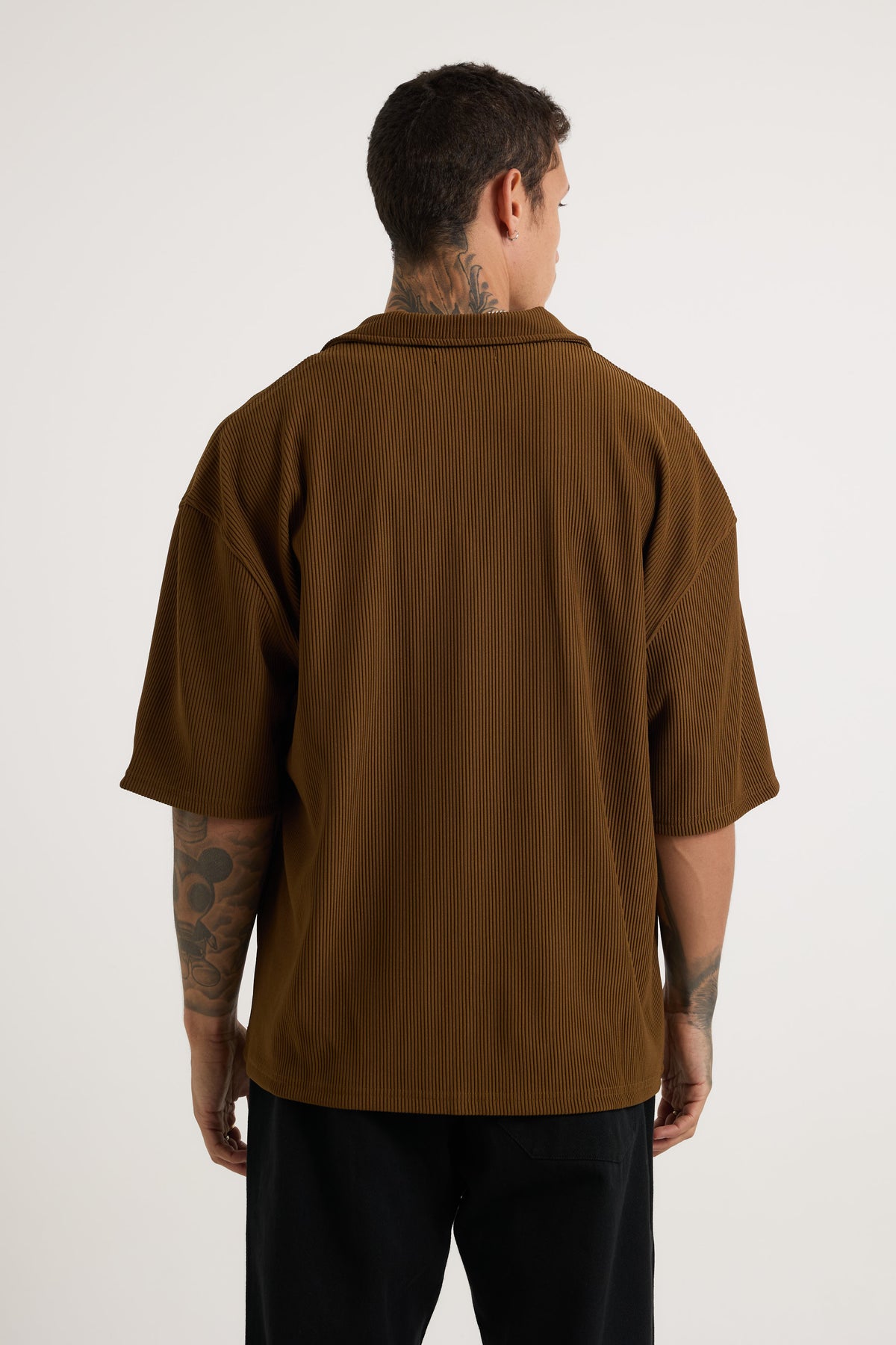 Raf Cropped Shirt Ribbed Choc