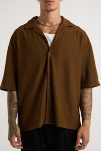 Raf Cropped Shirt Ribbed Choc