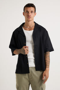 Raf Cropped Shirt Linen Black