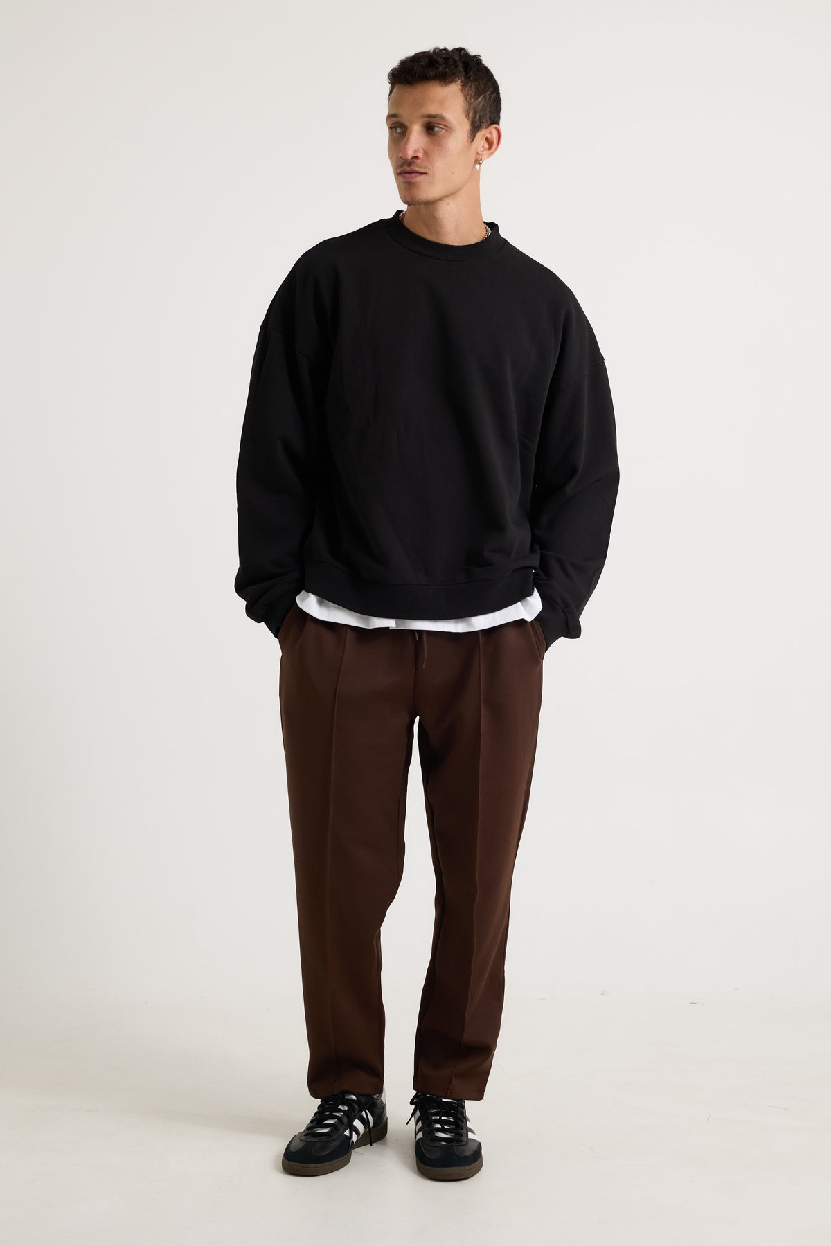 Pleat Track Pant Choc