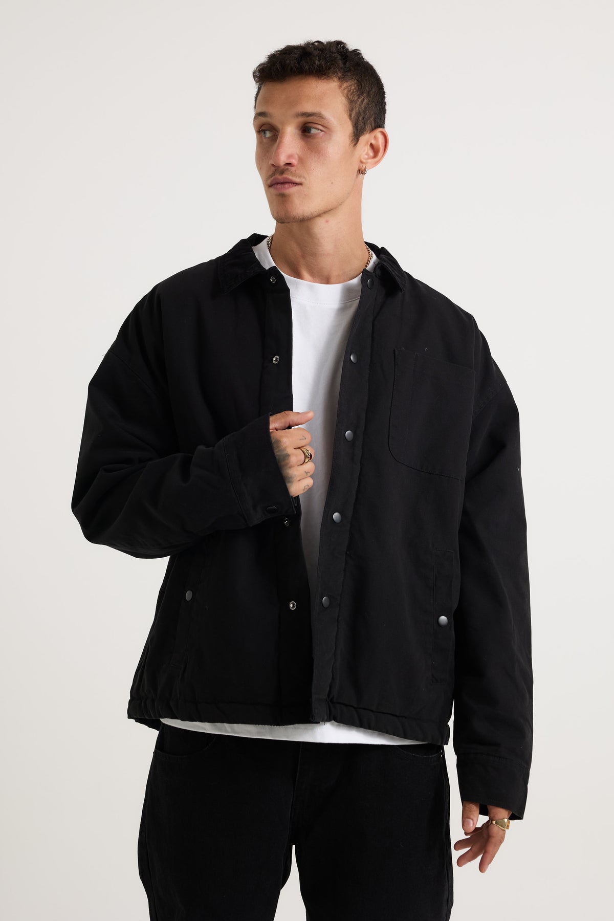 Padded Trucker Jacket Black