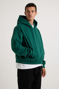 Roman Cropped Drop Hoodie Emerald