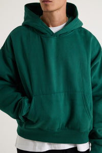 Roman Cropped Drop Hoodie Emerald