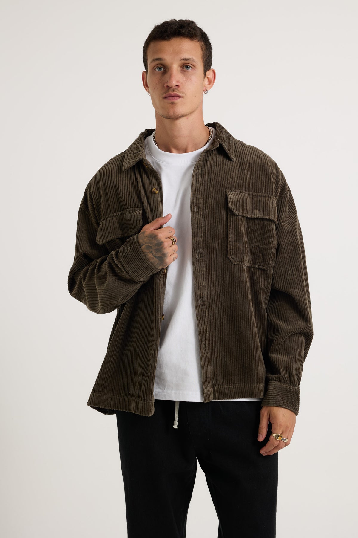 Dion Cord Overshirt Army