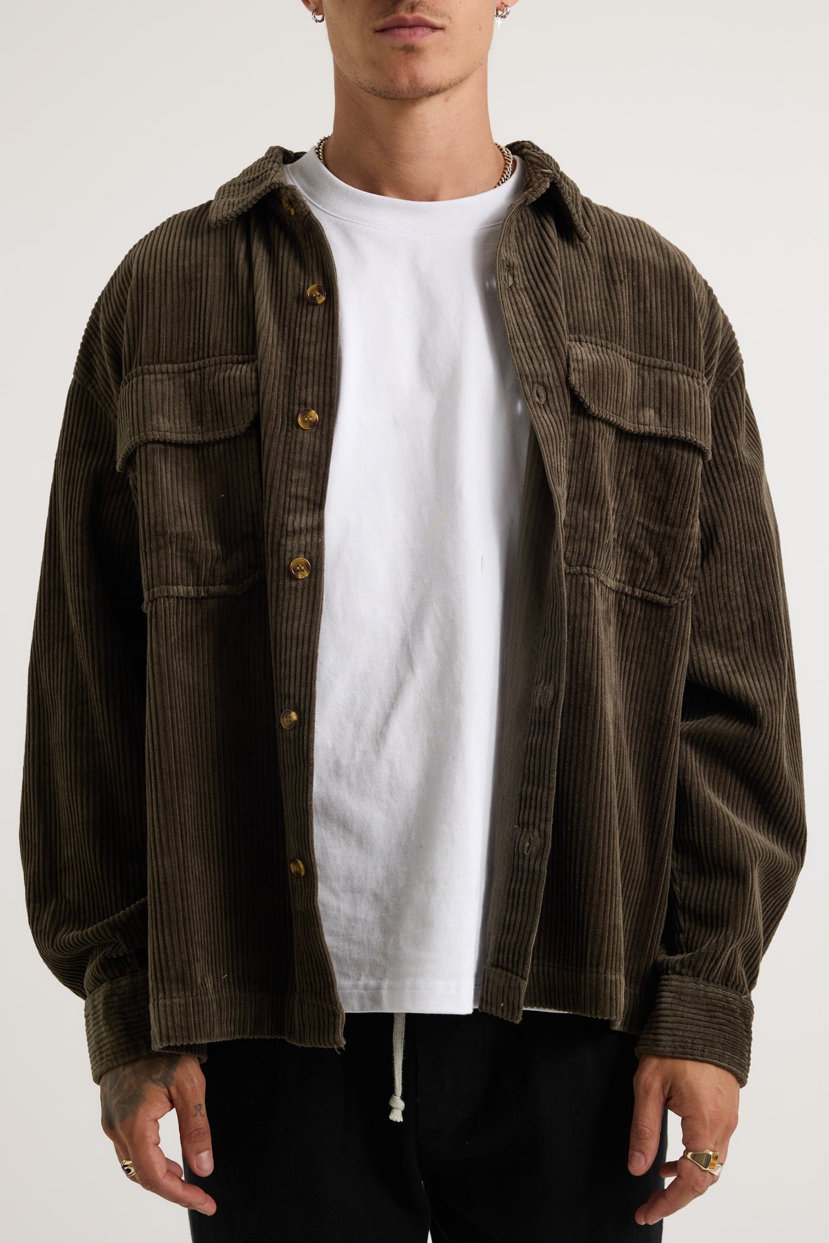 Dion Cord Overshirt Army