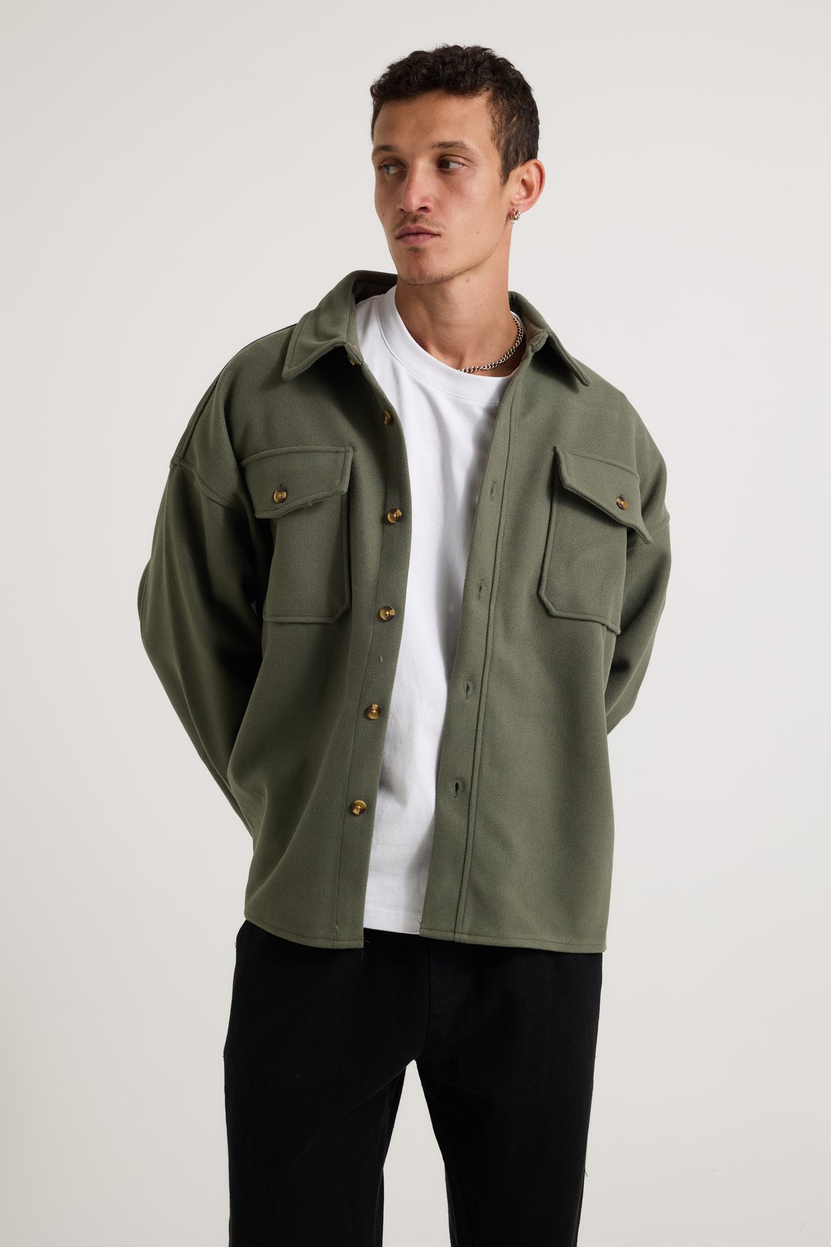 Heavyweight Box Overshirt Khaki