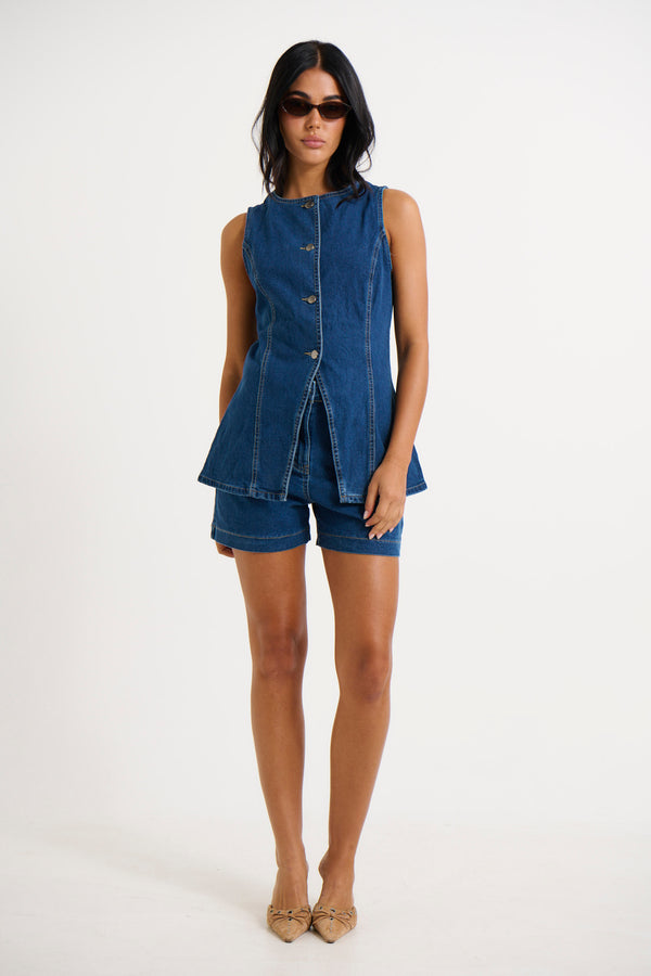 Imogen Denim Vest Midwash