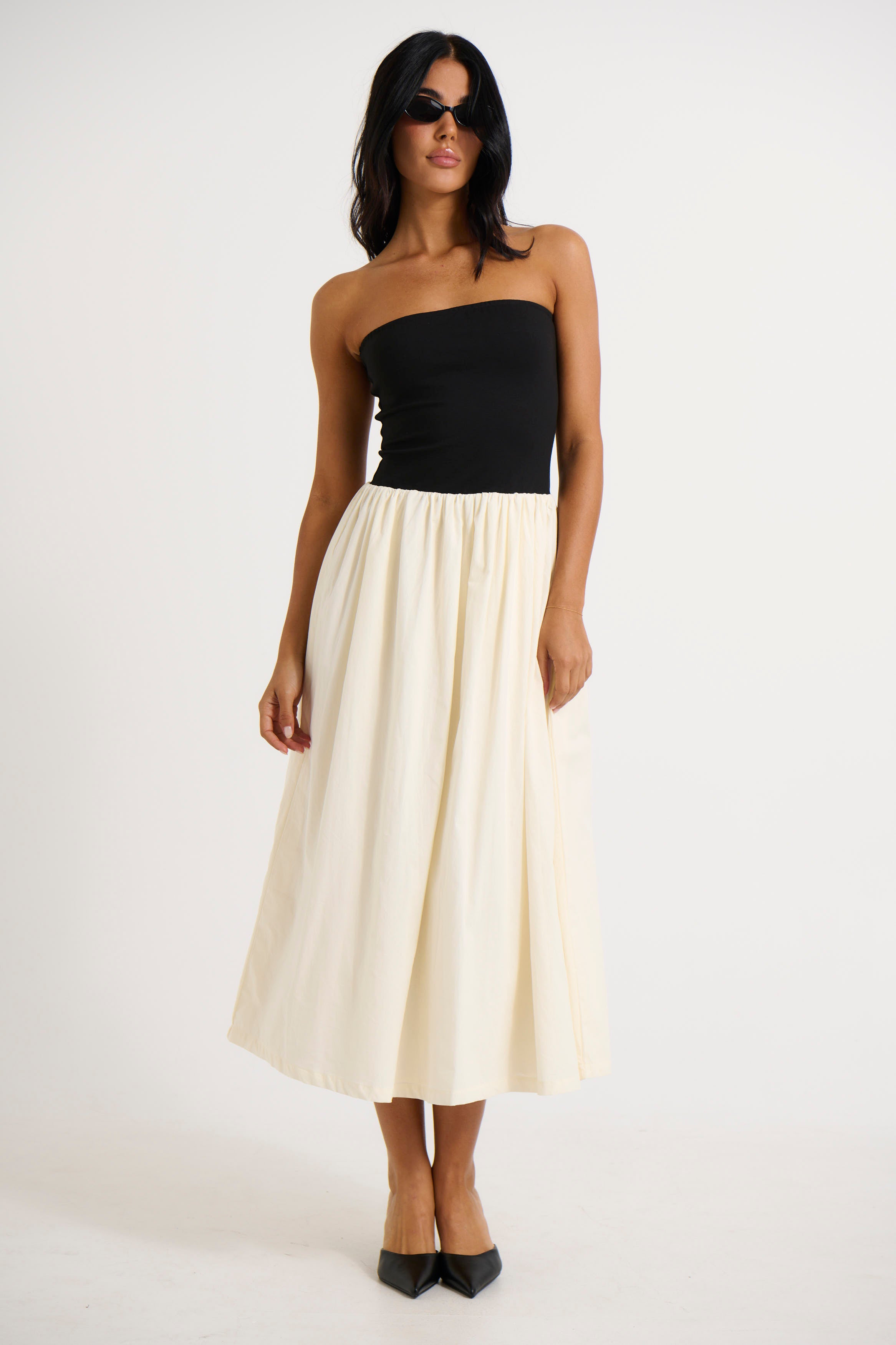Zylie Midi Dress Black/Cream - FINAL SALE