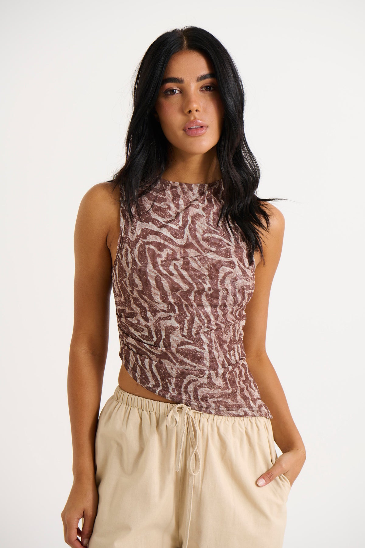 Presley Top Brown Print