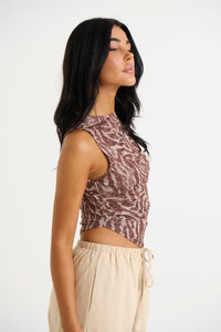 Presley Top Brown Print