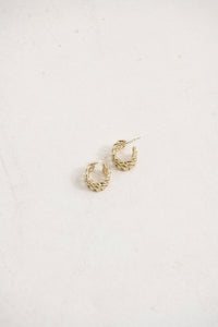 Square Chain Hoop Gold Plated Earrings