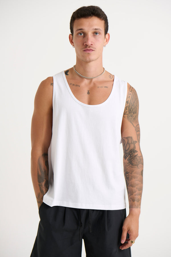 Richie Loose Crop Tank White