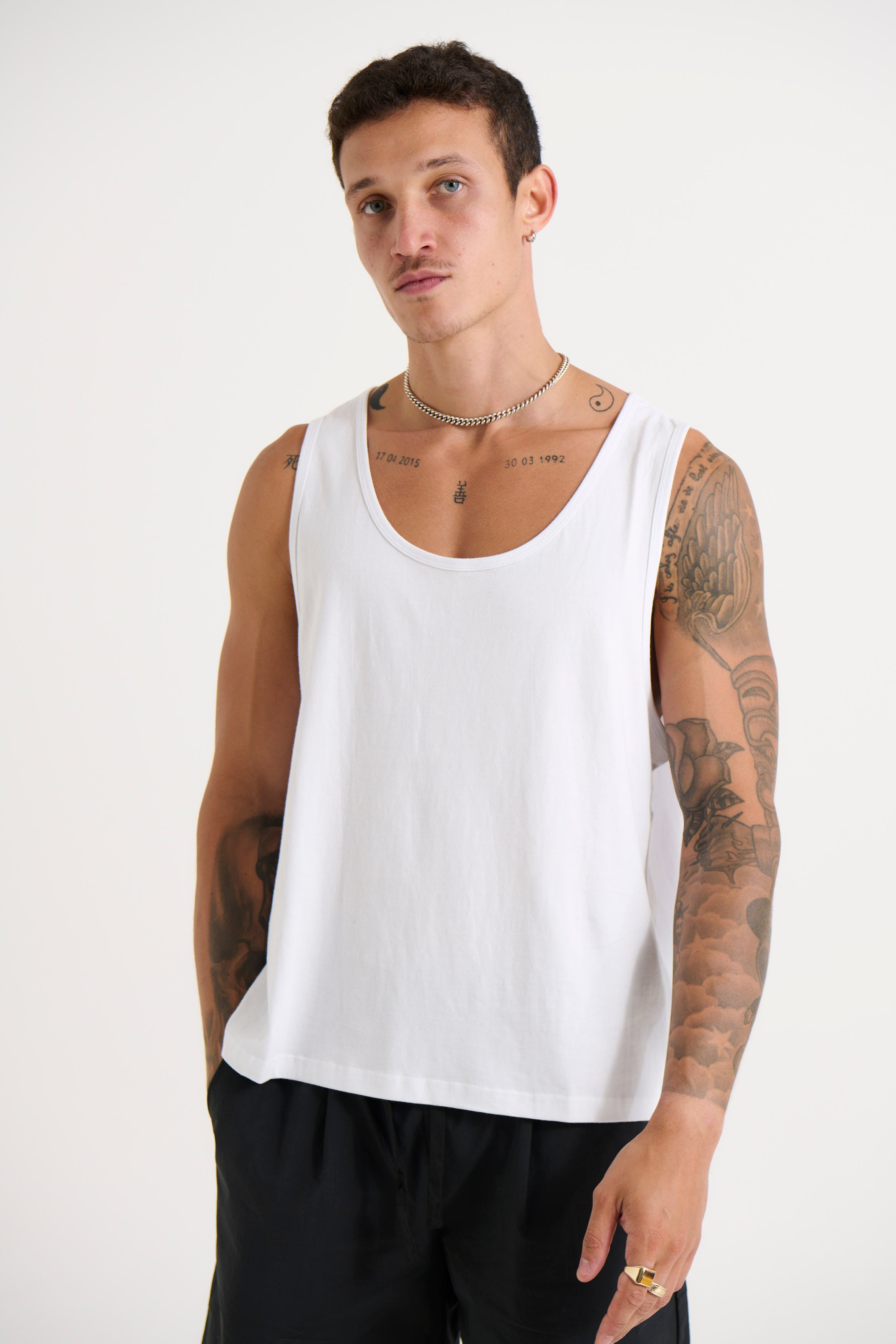 Richie Loose Crop Tank White