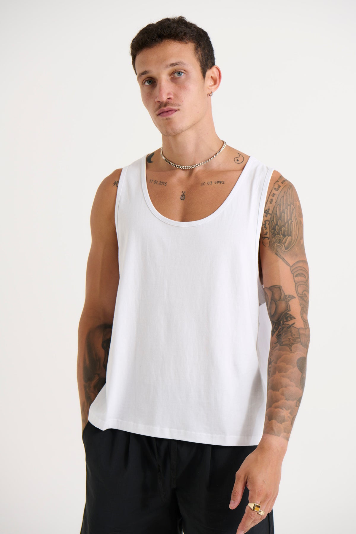 Richie Loose Crop Tank White