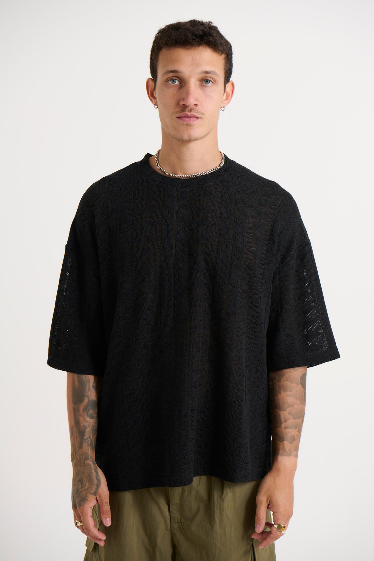 Ottis Knitted Crew Neck Tee Black