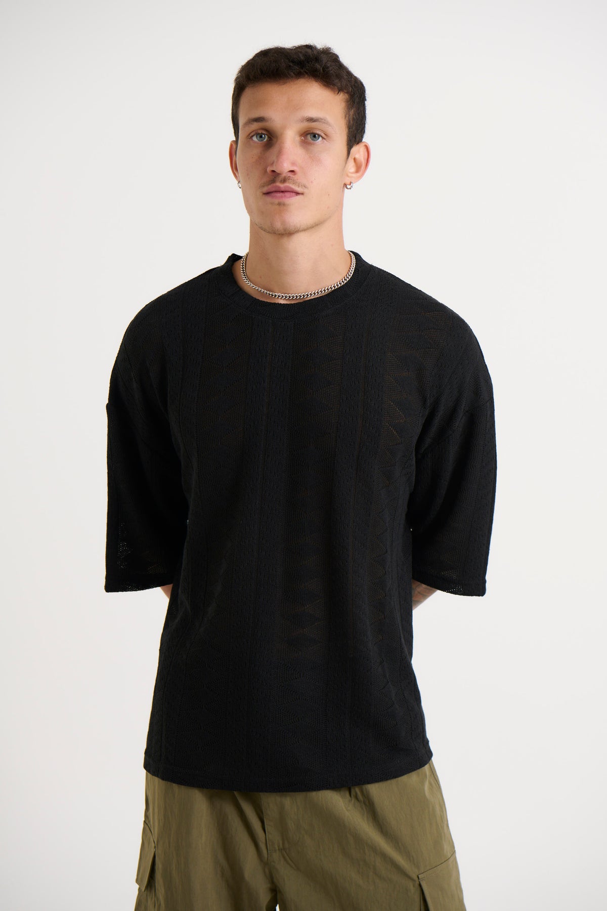 Ottis Knitted Crew Neck Tee Black